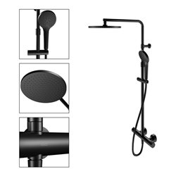 Keuco Thermostat-Brausemischer Plan blue Aufputz, mit Kopfbrause, schwarz-matt