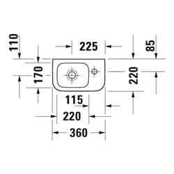 Duravit Handwaschbecken DuraStyle 36x22cm, m HL re, o. ÜL, m HLB, weiß