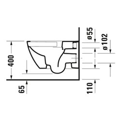 Duravit Wand-WC, Tiefspüler Happy D.2 36,5x54cm, 4,5 l, riml., anthr. HygGlaze