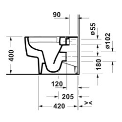 Duravit Stand-WC Balcoon 37x54cm, 4,5 l, riml, Abg wa, Clay te ma