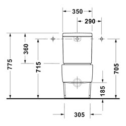 Duravit Stand-WC Balcoon 37x65cm, 4,5 l, riml, Abg waag., we. hgl