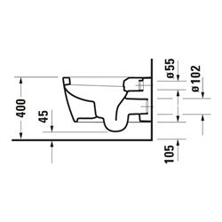 Duravit Wand-WC, Tiefspüler Me by Starck 37x57cm, 4,5 l, we. s-matt Hygieneglaze