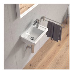 Duravit Handwaschbecken Starck 3 40x26cm, HL re, m ÜL, Hahnlochbank, weiß