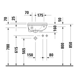 Duravit Handwaschbecken Starck 3 40x26cm, HL re, m ÜL, Hahnlochbank, weiß