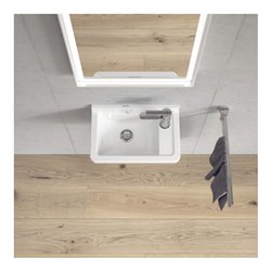 Duravit Handwaschbecken Starck 3 40x26cm, HL re, m ÜL, Hahnlochbank, weiß