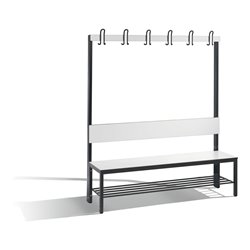 C+P Garderobenbank mit Rückenlehne, Basic Plus, H1650xB1500xT407mm, Gestell Schwarzgrau