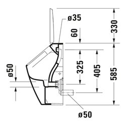 Duravit Absaug-Urinal Me by Starck 30x35cm, Zul v h, riml, f De., w sm HG