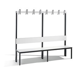 C+P Garderobenbank mit Rückenlehne, Basic Plus, H1650xB1960xT407mm, Gestell Schwarzgrau