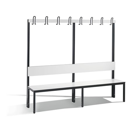 C+P Garderobenbank mit Rückenlehne, Basic Plus, H1650xB1960xT407mm, Gestell Schwarzgrau