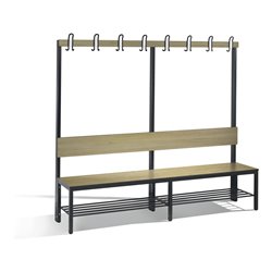 C+P Garderobenbank mit Rückenlehne, Basic Plus, H1650xB1960xT407mm, Gestell Schwarzgrau