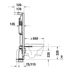 Duravit WC-Element Basic DuraSystem 115cm, Trockenbau, mechanisch, vorne
