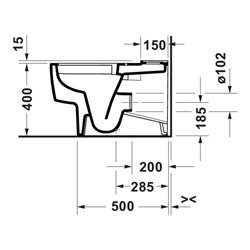 Duravit Stand-WC Balcoon 37x65cm, 4,5 l, riml, Abg wa, we. s-matt