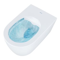 Duravit Wand-WC, Tiefspüler Set HygFlush Me by Starck m WC-Sitz, weiß Seidenmatt Hygieneglaze