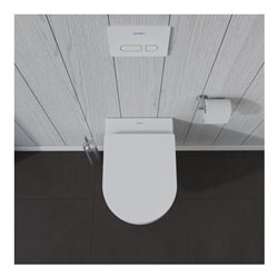 Duravit Wand-WC, Tiefspüler Set HygFlush Me by Starck m WC-Sitz, weiß Seidenmatt Hygieneglaze