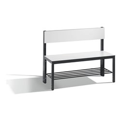 C+P Sitzbank mit Rückenlehne, Basic Plus, H796xB1000xT407mm, Gestell Schwarzgrau