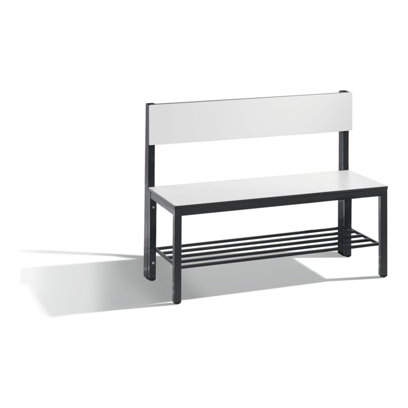 C+P Sitzbank mit Rückenlehne, Basic Plus, H796xB1000xT407mm, Gestell Schwarzgrau