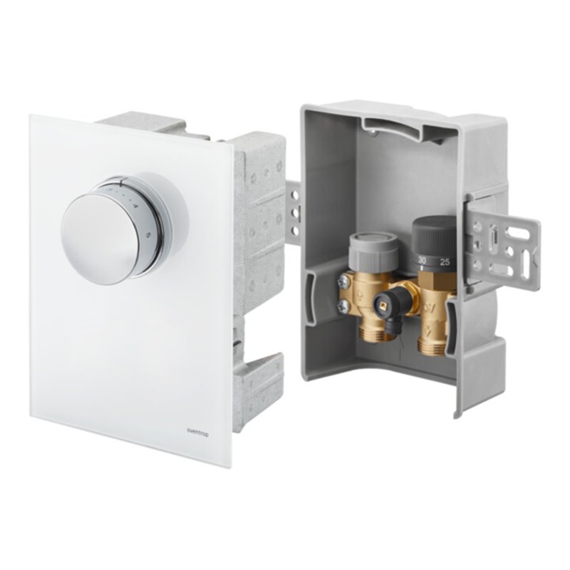 Oventrop Temperaturregler Unibox TQ-RTL Echtglas weiß, für Raum- und Rücklauf