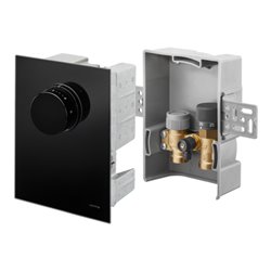 Oventrop Temperaturregler Unibox TQ-RTL Echtglas schwarz, für Raum- und Rücklauf