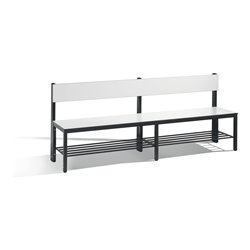 C+P Sitzbank mit Rückenlehne, Basic Plus, H796xB1960xT407mm, Gestell Schwarzgrau 