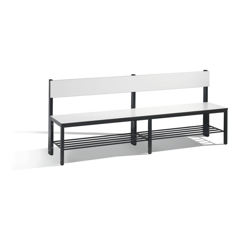 C+P Sitzbank mit Rückenlehne, Basic Plus, H796xB1960xT407mm, Gestell Schwarzgrau 