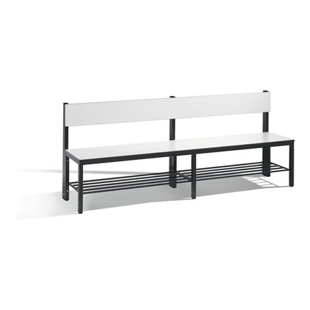 C+P Sitzbank mit Rückenlehne, Basic Plus, H796xB1960xT407mm, Gestell Schwarzgrau 