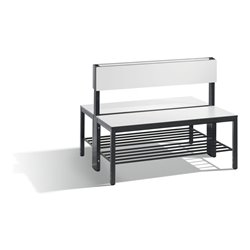 C+P Doppelseitige Sitzbank mit Rückenlehne, Basic Plus, H796xB1000xT760mm, Gestell Schwarzgrau