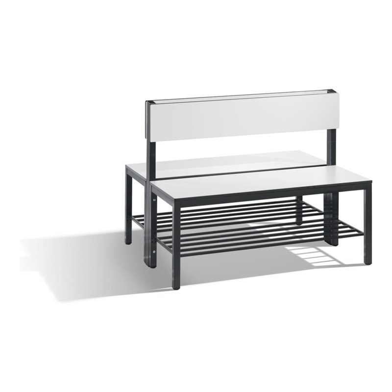 C+P Doppelseitige Sitzbank mit Rückenlehne, Basic Plus, H796xB1000xT760mm, Gestell Schwarzgrau