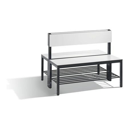 C+P Doppelseitige Sitzbank mit Rückenlehne, Basic Plus, H796xB1000xT760mm, Gestell Schwarzgrau