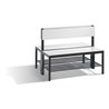 C+P Doppelseitige Sitzbank mit Rückenlehne, Basic Plus, H796xB1000xT760mm, Gestell Schwarzgrau