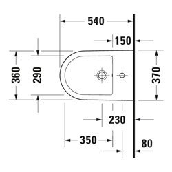 Duravit Wand-Bidet D-Code 36x54cm, mit Hahnloch, Überlauf, weiß