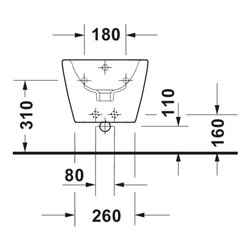 Duravit Wand-Bidet D-Code 36x54cm, mit Hahnloch, Überlauf, weiß