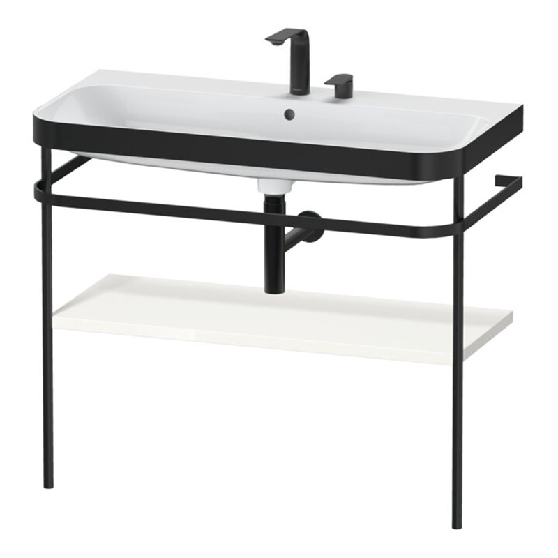 Duravit Möbelwaschtisch-Kombi Happy D.2 Plus 97,5x49cm, 2 HL, we hgl, m Metallkonsole