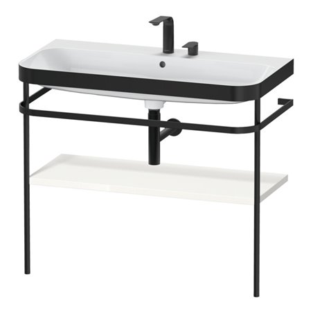 Duravit Möbelwaschtisch-Kombi Happy D.2 Plus 97,5x49cm, 2 HL, we hgl, m Metallkonsole