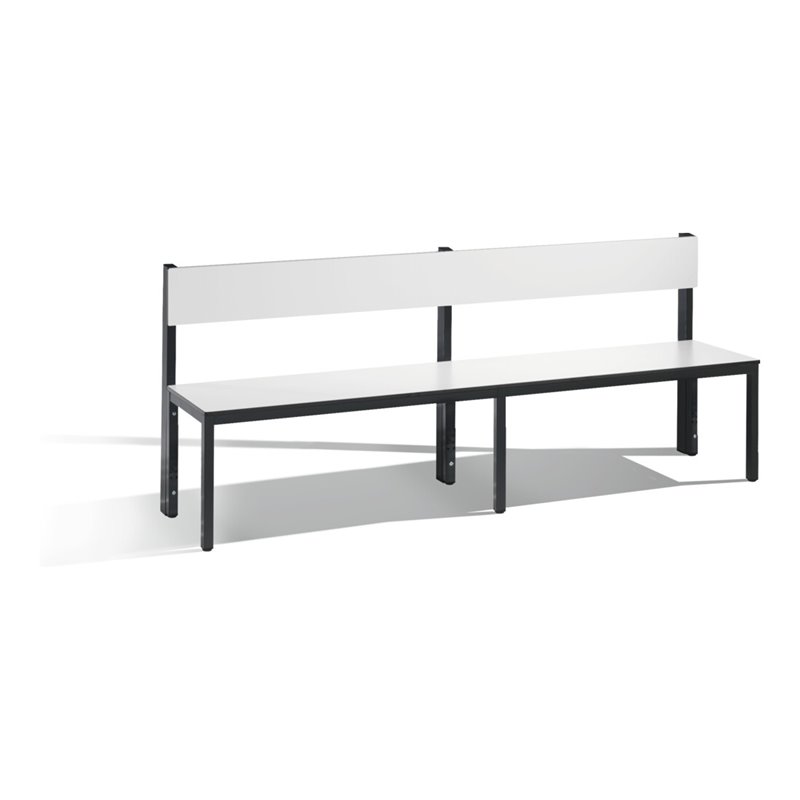 C+P Sitzbank mit Rückenlehne, Basic Plus, H796xB1960xT407mm, Gestell Schwarzgrau