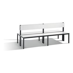 C+P Doppelseitige Sitzbank mit Rückenlehne, Basic Plus, H796xB1960xT760mm, Gestell Schwarzgrau