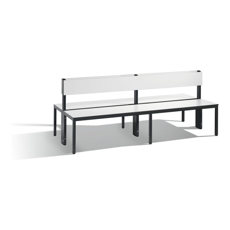 C+P Doppelseitige Sitzbank mit Rückenlehne, Basic Plus, H796xB1960xT760mm, Gestell Schwarzgrau