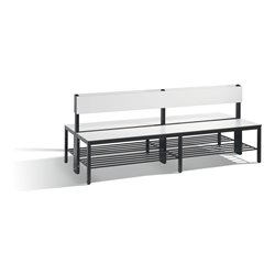 C+P Doppelseitige Sitzbank mit Rückenlehne, Basic Plus, H796xB1960xT760mm, Gestell Schwarzgrau