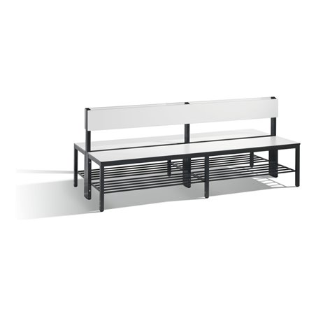 C+P Doppelseitige Sitzbank mit Rückenlehne, Basic Plus, H796xB1960xT760mm, Gestell Schwarzgrau