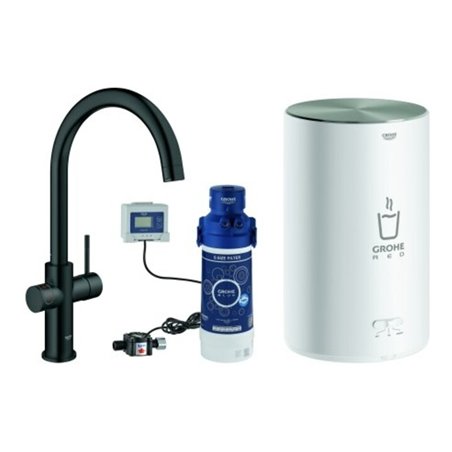 Grohe Armatur und Boiler Red Duo 30083_1 M-Size C-Auslauf velvet black