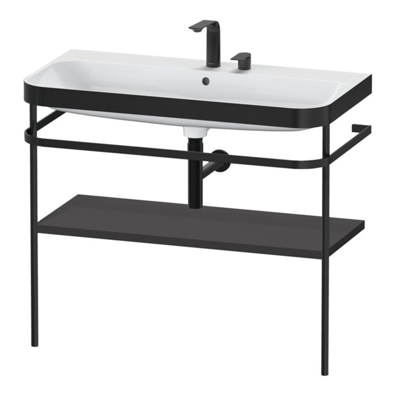 Duravit Möbelwaschtisch-Kombi Happy D.2 Plus 97,5x49cm, 2 HL, graph matt, m Konsole