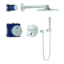Grohe Fertigmontageset SmartControl Unterputz-Duschsystem, m 3 Absperrventil, rd, chrom