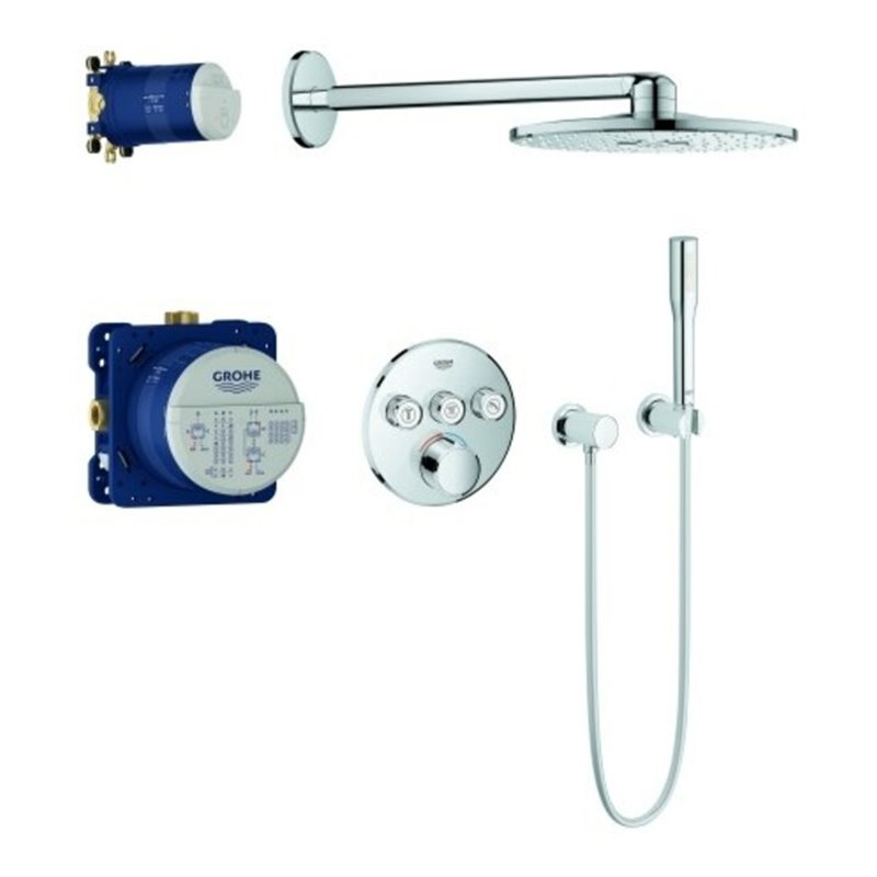 Grohe Fertigmontageset SmartControl Unterputz-Duschsystem, m 3 Absperrventil, rd, chrom