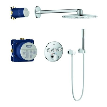 Grohe Fertigmontageset SmartControl Unterputz-Duschsystem, m 3 Absperrventil, rd, chrom