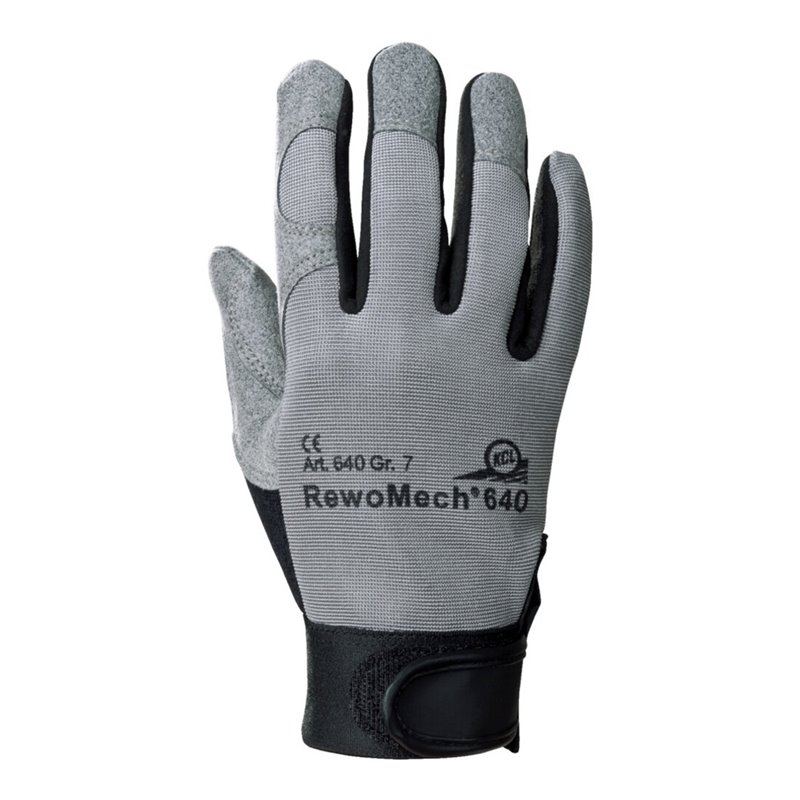 Kunstlederhandschuhe RewoMech 640 schwarz/grau Kunstleder/Elastan