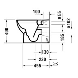 Duravit Stand-WC, Tiefspüler D-Code 37x57cm, 4,5 l, Abg. waag., riml., weiß