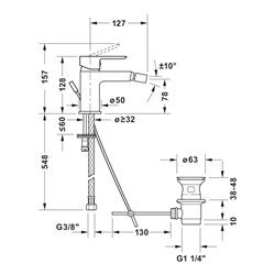 Duravit Bidet-Einhebelmischer D-Code Ausl. 118mm, Keramikmischsystem, chrom
