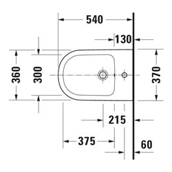 Duravit Wand-Bidet D-Code 37x54cm, mit Hahnloch, Überlauf, weiß
