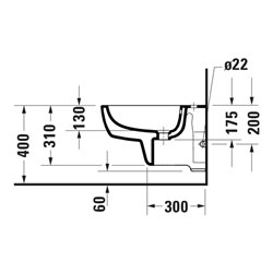 Duravit Wand-Bidet D-Code 37x54cm, mit Hahnloch, Überlauf, weiß
