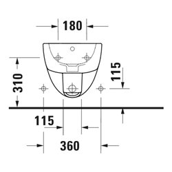 Duravit Wand-Bidet D-Code 37x54cm, mit Hahnloch, Überlauf, weiß