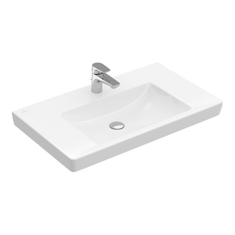 V&B Möbelwaschtisch Subway 2.0 80x47cm, weiß, mit Hahnloch, Überlauf